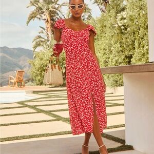 Vici Red Puff Sleeve Sundress